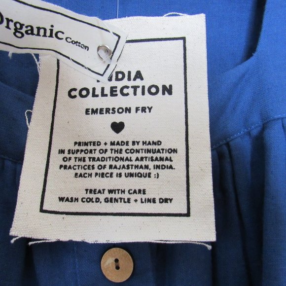 Emerson Fry India Collection LAURENT BLOUSE - LAPIS ORGANIC Blue XS NWT - Picture 4 of 9